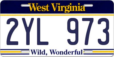 WV license plate 2YL973