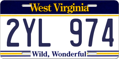 WV license plate 2YL974