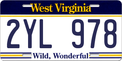 WV license plate 2YL978