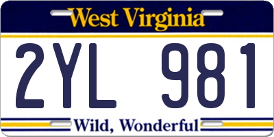 WV license plate 2YL981