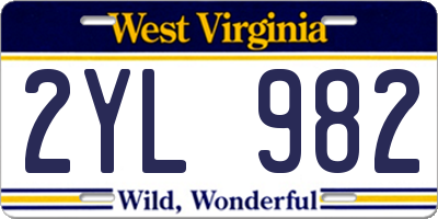 WV license plate 2YL982