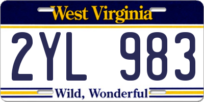 WV license plate 2YL983