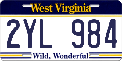 WV license plate 2YL984