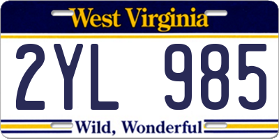 WV license plate 2YL985