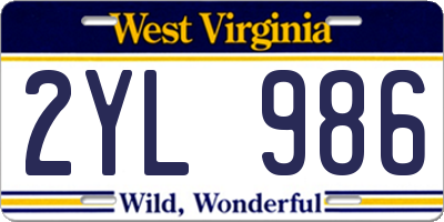 WV license plate 2YL986