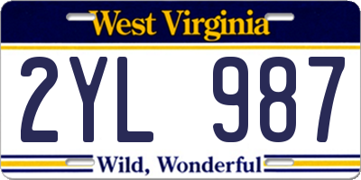 WV license plate 2YL987