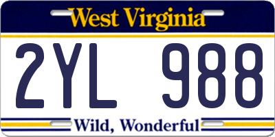 WV license plate 2YL988