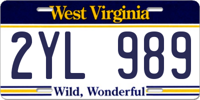 WV license plate 2YL989