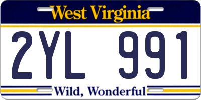 WV license plate 2YL991