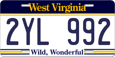 WV license plate 2YL992