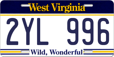 WV license plate 2YL996