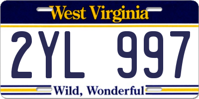 WV license plate 2YL997
