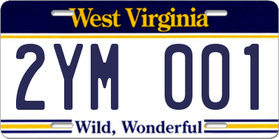 WV license plate 2YM001
