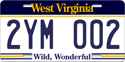 WV license plate 2YM002