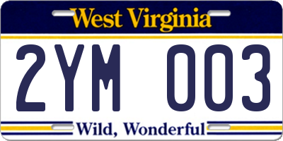 WV license plate 2YM003