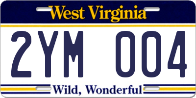 WV license plate 2YM004