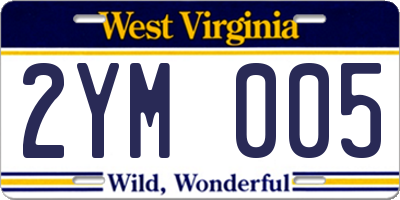 WV license plate 2YM005