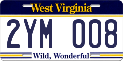 WV license plate 2YM008