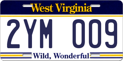 WV license plate 2YM009