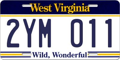 WV license plate 2YM011