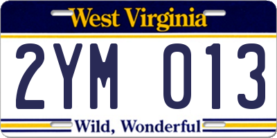 WV license plate 2YM013