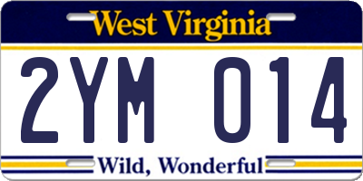 WV license plate 2YM014
