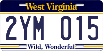 WV license plate 2YM015