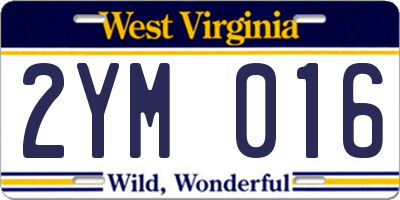 WV license plate 2YM016