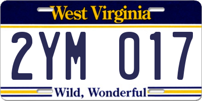 WV license plate 2YM017