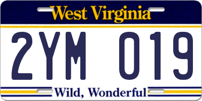 WV license plate 2YM019