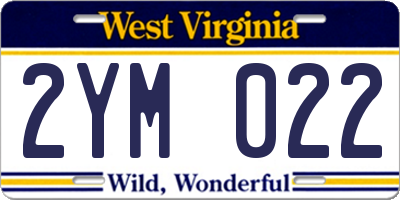 WV license plate 2YM022