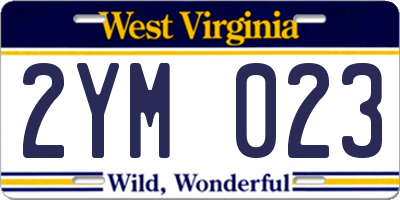 WV license plate 2YM023