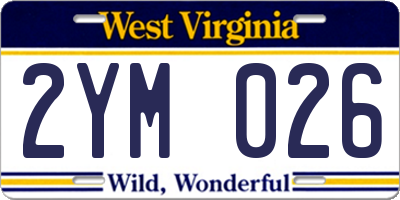 WV license plate 2YM026
