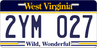 WV license plate 2YM027