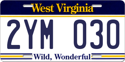 WV license plate 2YM030
