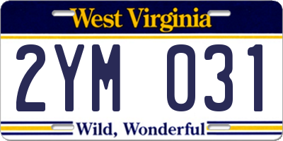 WV license plate 2YM031