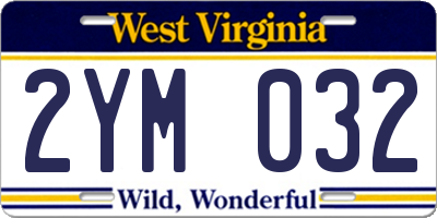 WV license plate 2YM032