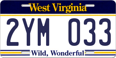 WV license plate 2YM033