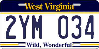 WV license plate 2YM034
