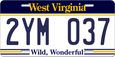 WV license plate 2YM037
