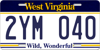 WV license plate 2YM040