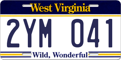 WV license plate 2YM041