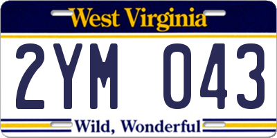 WV license plate 2YM043