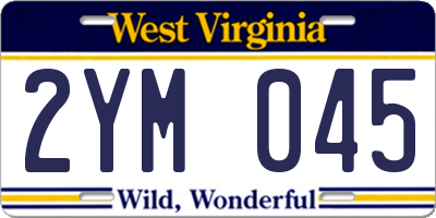 WV license plate 2YM045