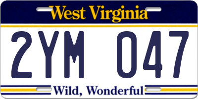 WV license plate 2YM047