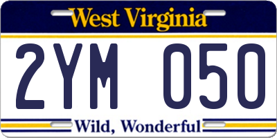 WV license plate 2YM050