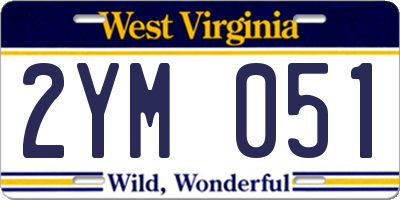 WV license plate 2YM051