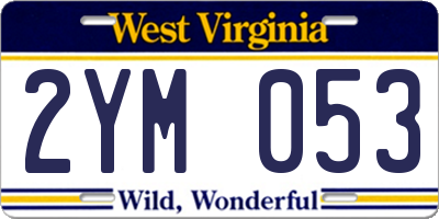 WV license plate 2YM053