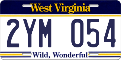 WV license plate 2YM054