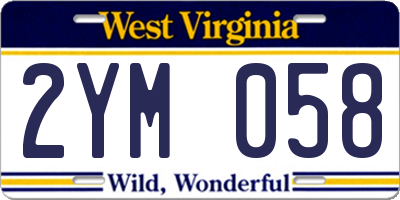WV license plate 2YM058